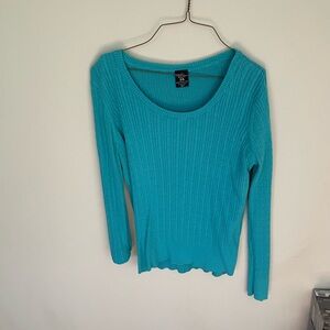 Teal Ribbed Knit Sweater